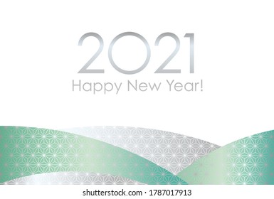 The Year 2021 New Year’s Greeting Card Template Decorated With Japanese Vintage Patterns. 