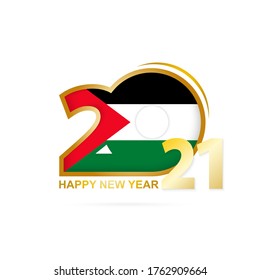 Year 2021 with Palestine Flag pattern. Happy New Year Design. Vector Illustration.