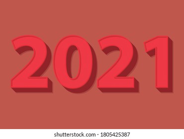 Año 2021 en rojo con un fondo rojo.
