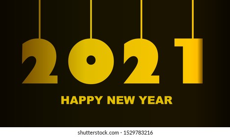 Year 2021 - simple greeting  golden - vector illustration