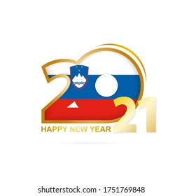 Year 2021 with Slovenia Flag pattern. Happy New Year Design. Vector Illustration.