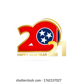 Year 2021 with Tennessee Flag pattern. Happy New Year Design. Vector Illustration.