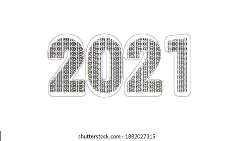 Tipografía de diseño de texto 2021 del año 2021 en la ilustración de 2021