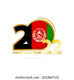 Year 2022 with Afghanistan Flag pattern. Happy New Year Design. Vector Illustration.
