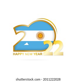 Year 2022 with Argentina Flag pattern. Happy New Year Design. Vector Illustration.