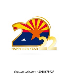 Year 2022 with Arizona Flag pattern. Happy New Year Design. Vector Illustration.