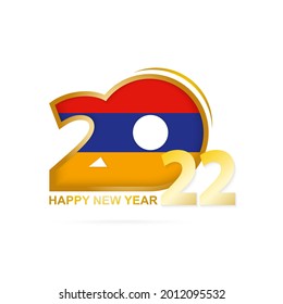 Jahr 2022 mit armenischem Flaggenmuster. Alles Gute zum Neujahrsdesign. Vektorgrafik.