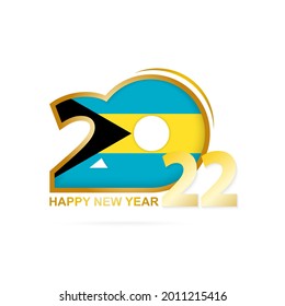 Jahr 2022 mit dem Muster der Bahamas-Flagge. Alles Gute zum Neujahrsdesign. Vektorgrafik.