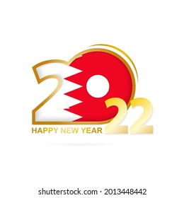 Year 2022 with Bahrain Flag pattern. Happy New Year Design. Vector Illustration.
