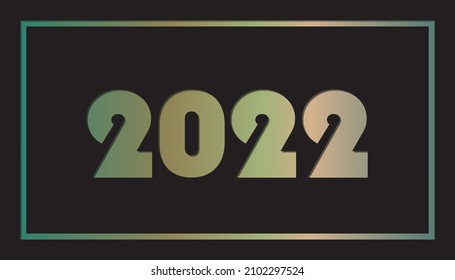 Cartel Año 2022 - Ilustración Vectorial Moderna Con Marco Negro Y Fondo De Gradiente