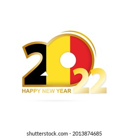 Year 2022 with Belgium Flag pattern. Happy New Year Design. Vector Illustration.
