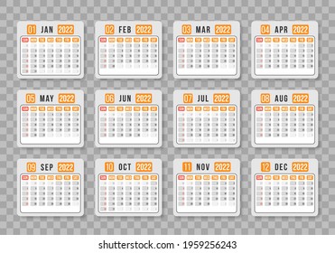 Year 2022 calendar horizontal vector design template, simple and clean design.