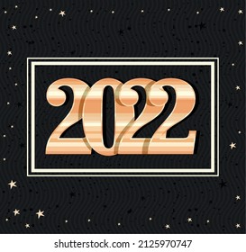 tarjeta de año 2022 con estrellas
