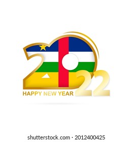 Year 2022 with Central African Republic Flag pattern. Happy New Year Design. Vector Illustration.