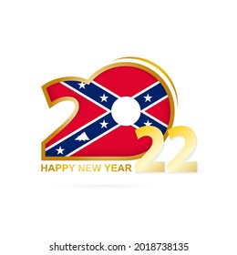 Year 2022 with Confederate Flag pattern. Happy New Year Design. Vector Illustration.