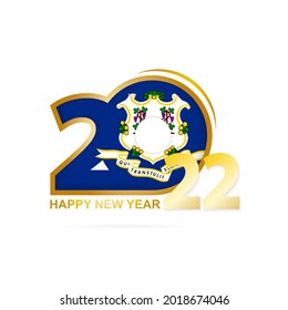 Year 2022 with Connecticut Flag pattern. Happy New Year Design. Vector Illustration.