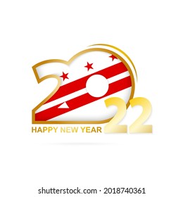 Jahr 2022 mit District of Columbia Flag Muster. Alles Gute zum Neujahrsdesign. Vektorgrafik.