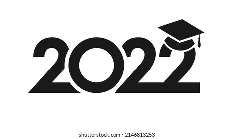 Year 2022 educational sign. Class off or back to school decorating congratulating concept. Black and white style. Isolated abstract graphic design template. Class of 2022 graduates congrats idea.