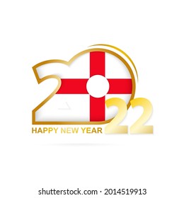 Year 2022 with England Flag pattern. Happy New Year Design. Vector Illustration.