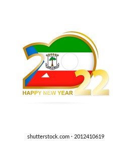 Year 2022 with Equatorial Guinea Flag pattern. Happy New Year Design. Vector Illustration.