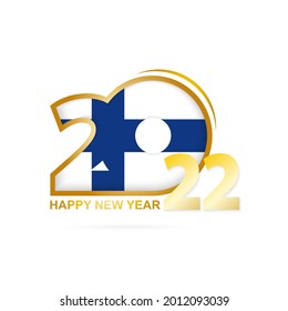 Year 2022 with Finland Flag pattern. Happy New Year Design. Vector Illustration.