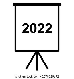 Jahr 2022 und Flipchart auf Weiß