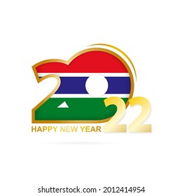 Year 2022 with Gambia Flag pattern. Happy New Year Design. Vector Illustration.