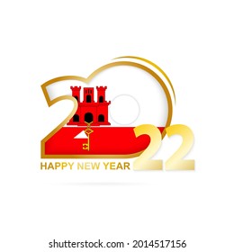 Year 2022 with Gibraltar Flag pattern. Happy New Year Design. Vector Illustration.