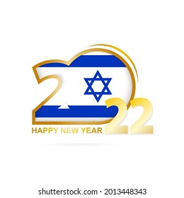 Jahr 2022 mit Israel Flag Muster. Alles Gute zum Neujahrsdesign. Vektorgrafik.