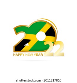 Year 2022 with Jamaica Flag pattern. Happy New Year Design. Vector Illustration.