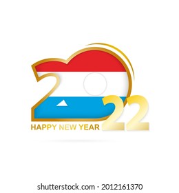 Year 2022 with Luxembourg Flag pattern. Happy New Year Design. Vector Illustration.