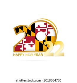 Year 2022 with Maryland Flag pattern. Happy New Year Design. Vector Illustration.