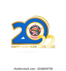 Year 2022 with Minnesota Flag pattern. Happy New Year Design. Vector Illustration.