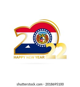 Year 2022 with Missouri Flag pattern. Happy New Year Design. Vector Illustration.