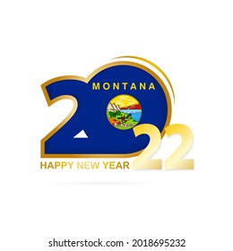 Year 2022 with Montana Flag pattern. Happy New Year Design. Vector Illustration.