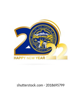 Year 2022 with Nebraska Flag pattern. Happy New Year Design. Vector Illustration.