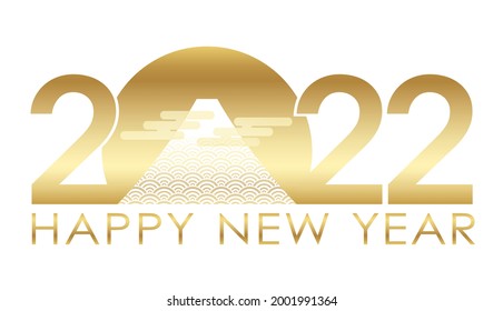 The Year 2022 New Year’s Greeting Symbol With Mt. Fuji. Vector Illustration Isolated On A White Background. 