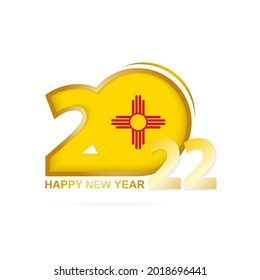 Year 2022 with New Mexico Flag pattern. Happy New Year Design. Vector Illustration.
