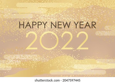 The Year 2022 New Year's Card Template Decorated With Japanese Abstract Vintage Patterns. 