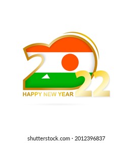Year 2022 with Niger Flag pattern. Happy New Year Design. Vector Illustration.