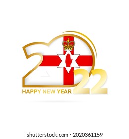 Year 2022 with Northern Ireland Flag pattern. Happy New Year Design. Vector Illustration.