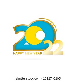 Year 2022 with Palau Flag pattern. Happy New Year Design. Vector Illustration.