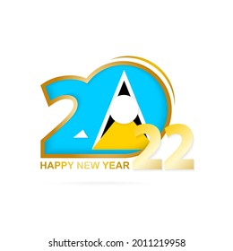 Year 2022 with Saint Lucia Flag pattern. Happy New Year Design. Vector Illustration.