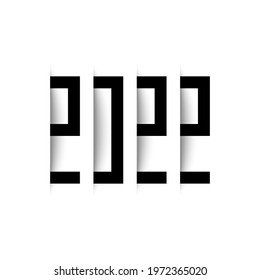 Year 2022 with shadow effect on white background. Vector illustration.