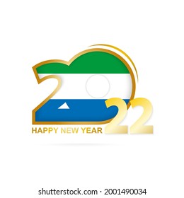 Year 2022 with Sierra Leone Flag pattern. Happy New Year Design. Vector Illustration.