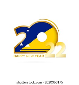 Year 2022 with Tokelau Flag pattern. Happy New Year Design. Vector Illustration.