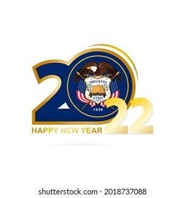 Year 2022 with Utah Flag pattern. Happy New Year Design. Vector Illustration.