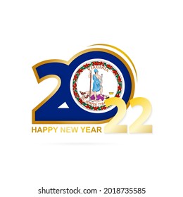 Año 2022 con patrón de bandera de Virginia. Feliz Diseño de Año Nuevo. Ilustración vectorial.