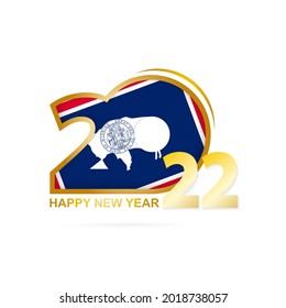 Year 2022 with Wyoming Flag pattern. Happy New Year Design. Vector Illustration.