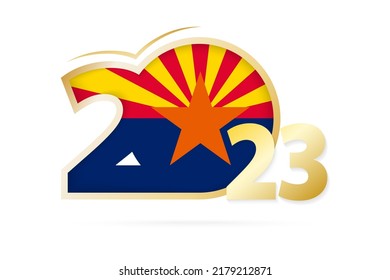Year 2023 with Arizona Flag pattern. Vector Illustration.